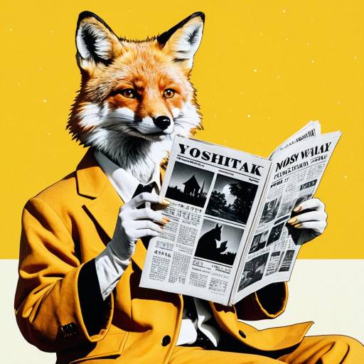 Anthropomorphic Fox Reading Newspaper