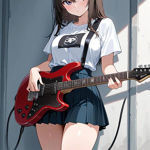 Girl Playing Electric Guitar Masterpiece