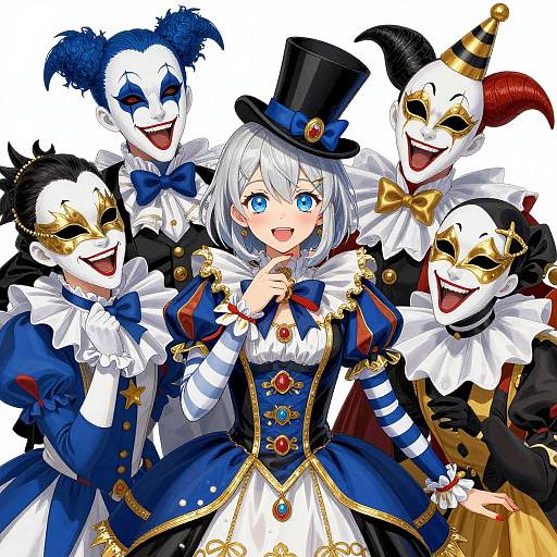 Vibrant Theatrical Anime Clown Characters