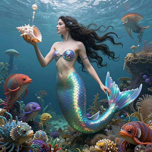 Surreal Mermaid with Iridescent Scales