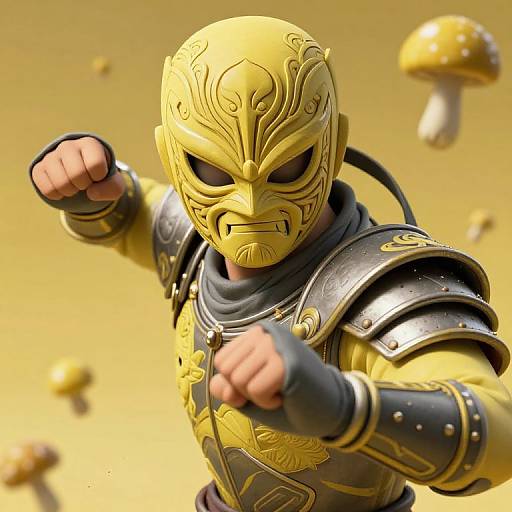 Hyperrealistic Retro Ninja Action Pose