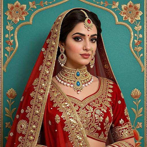 Mughal-Inspired Woman in Traditional Attire