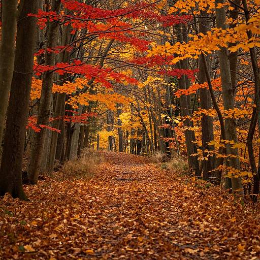 Autumn Forest Path with Golden Leaves