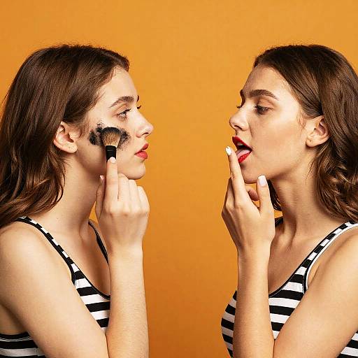 Playful Makeup Moment with Two Women