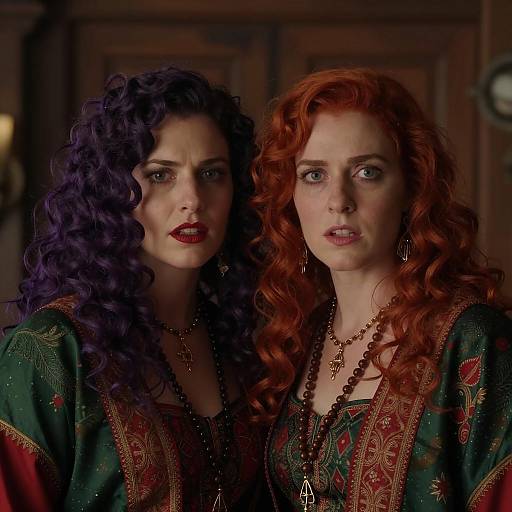 Vivid Portrait of Two Women in Costumes