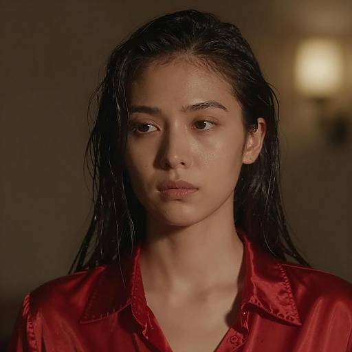 Close-Up Portrait of a Woman in Red