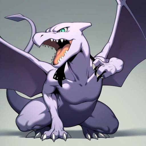 Illustration of Aerodactyl, pokemon in the style of Dyun
