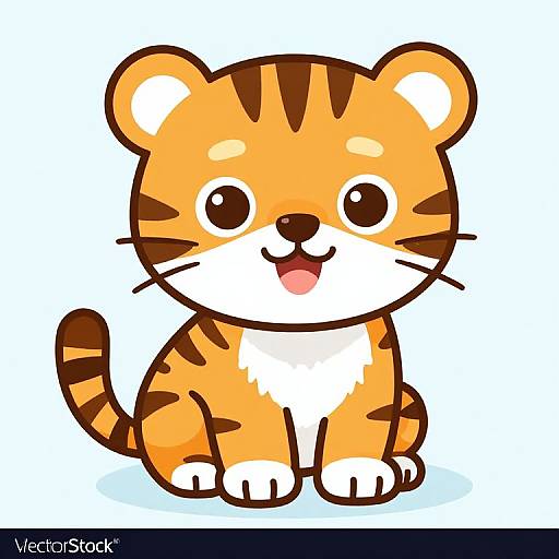 Cute Young Tiger Cartoon Vector