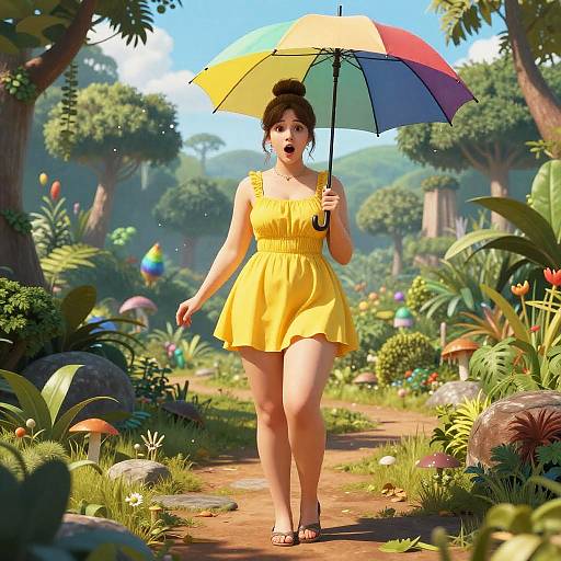 Surprised Waifu in Yellow Dress