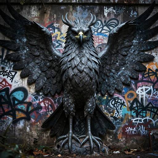 Dark Gothic Harpy Sculpture with Wings Spread