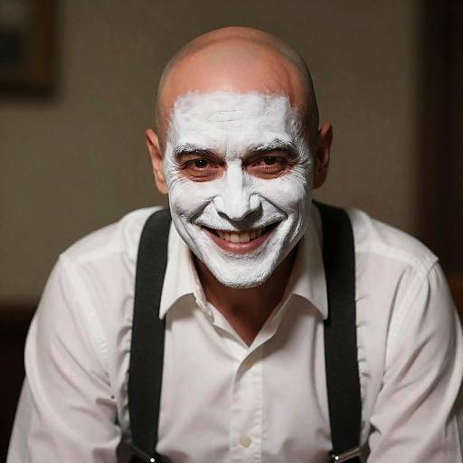 Bald Man with Intense Grin and Face Paint