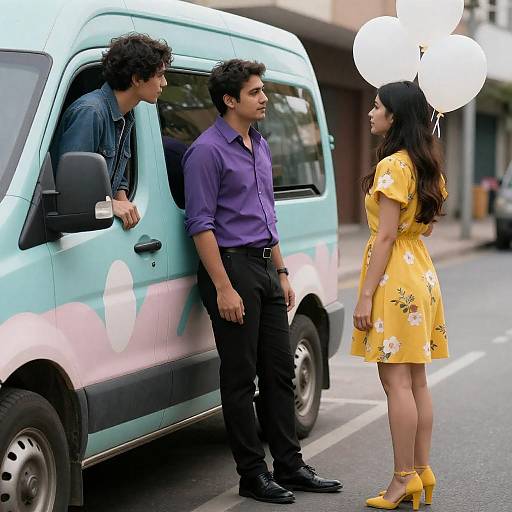 Urban Portrait with Colorful Van