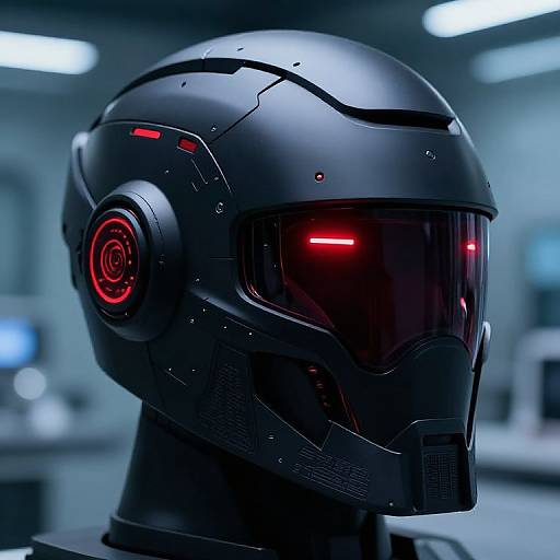 Futuristic Robotic Helmet with Neon Accents