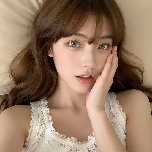 Serene Close-Up of a Green-Eyed Beauty