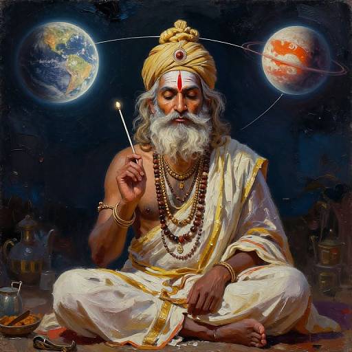 Hindu Sadhu with Planet Alignment