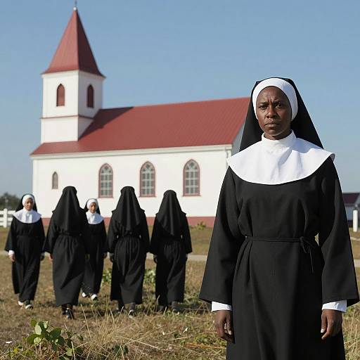 Black Man and Nuns at a Church