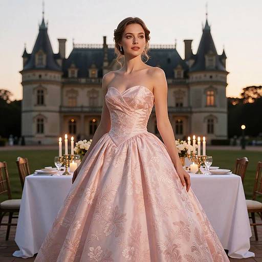 Elegant Woman in Pink Ball Gown