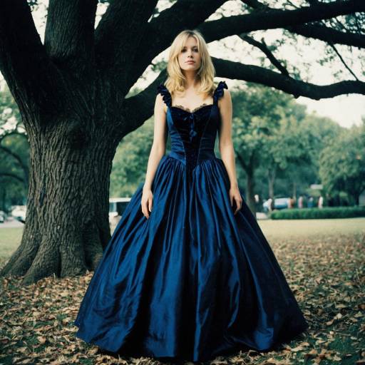 Elegant Party Gown with Tree Background