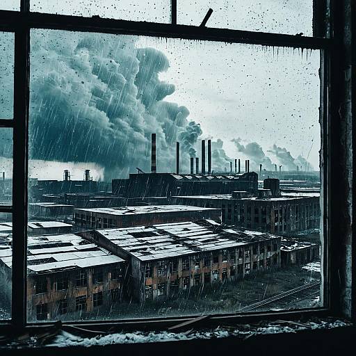 Thunderstorm Over Abandoned Factories