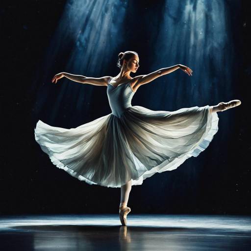 Graceful Ballet Dancer on Dimly Lit Stage