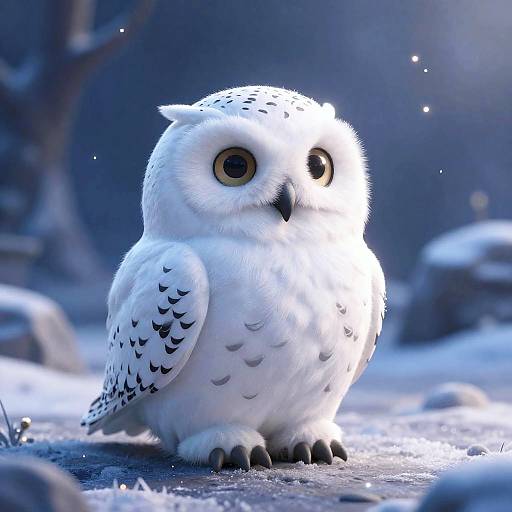 Hyper-Realistic Magical Snow Owl