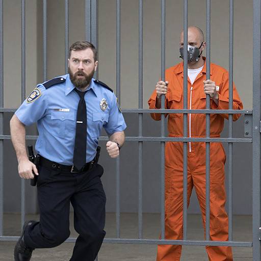 Intense Confrontation: Police and Prisoner