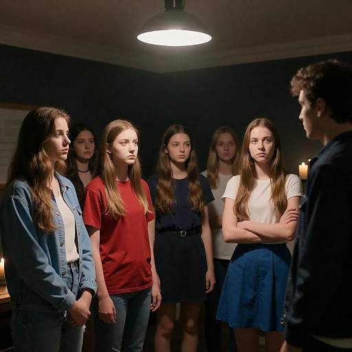 Young Women in Dimly Lit Room