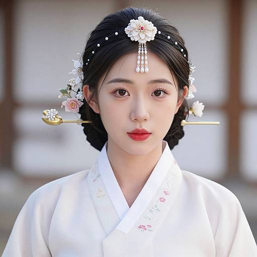 Realistic Korean Hanbok Woman Portrait