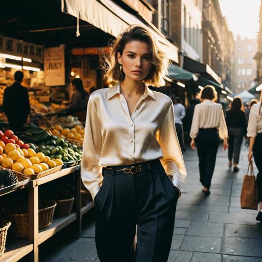 Fashion Model with Textured Crop Hair in Urban Market