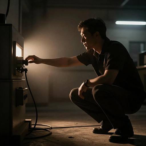 Silhouetted Man in Industrial Setting