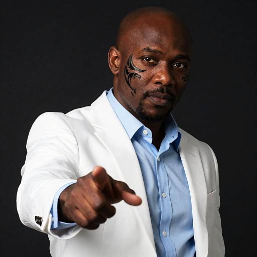 Confident Black Man in Tribal Face Paint