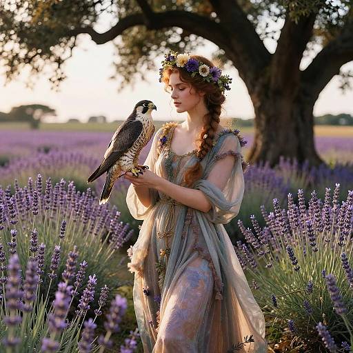 Pre-Raphaelite Muse in Wildflower Meadow