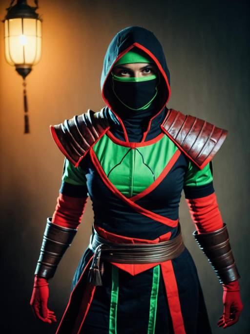 Woman Cosplaying as Ermac in Ninja Costume