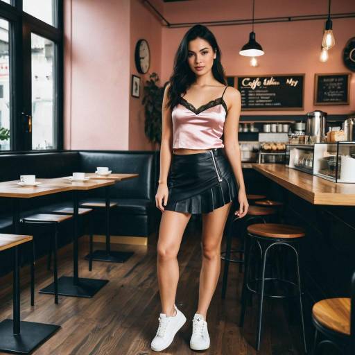 Chic Casual Style in Modern Café