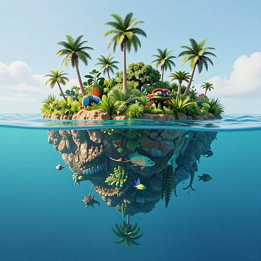 Surreal Upside-Down Floating Island