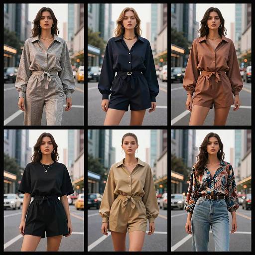 Fashion Model Wearing Multiple Trendy Urban Outfits