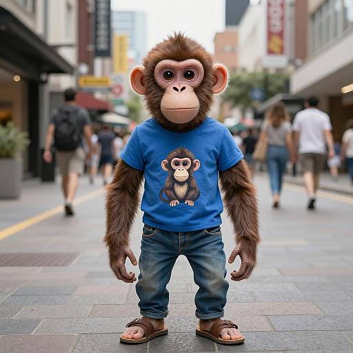 Confident Anthropomorphic Monkey in the City