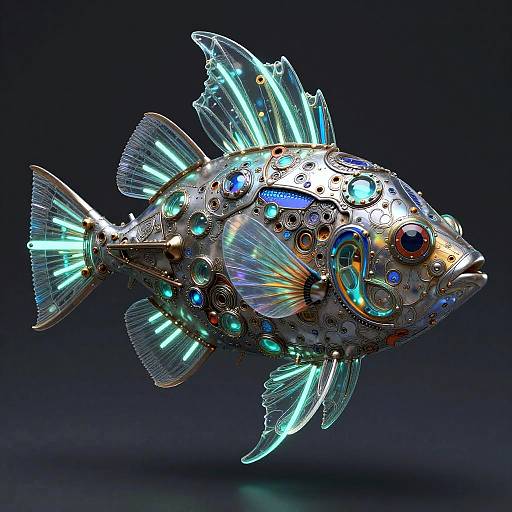 Ornate Cyberpunk Anglerfish Sculpture