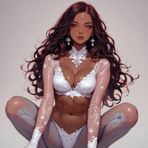 Elegant Fantasy of a Slender Dark-Skinned Woman