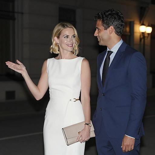 Elegant Couple Talking Outdoors at Night