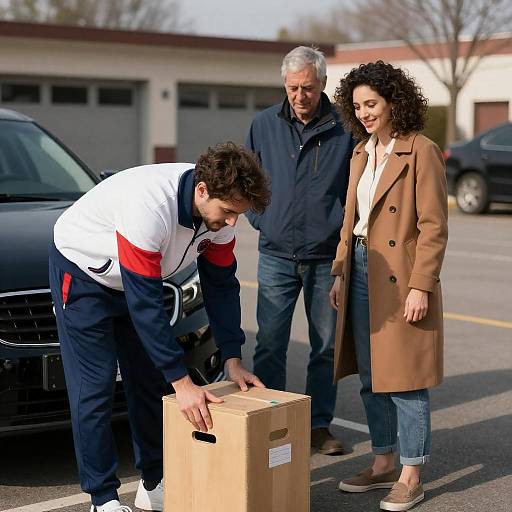 Vibrant Parking Lot Interaction Scene