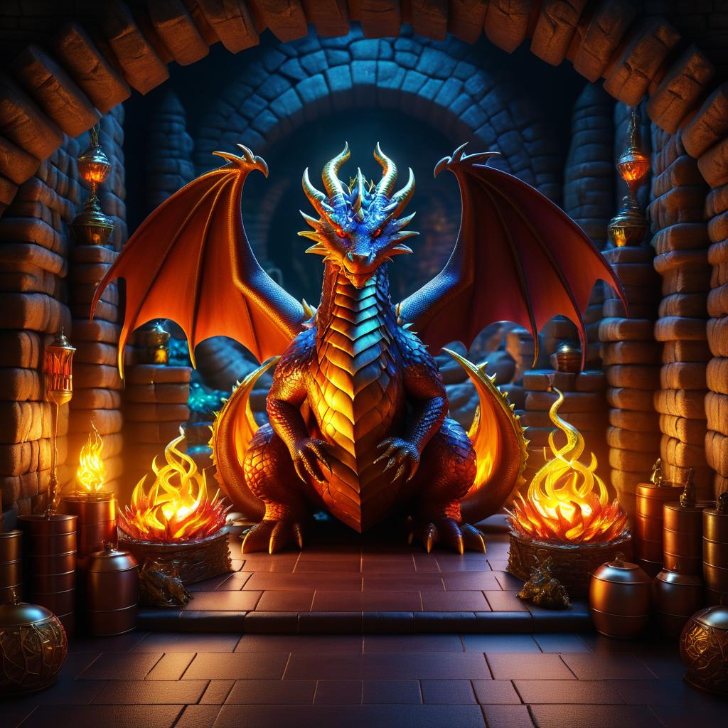 Realistic Smaug Dragon in Treasure Lair