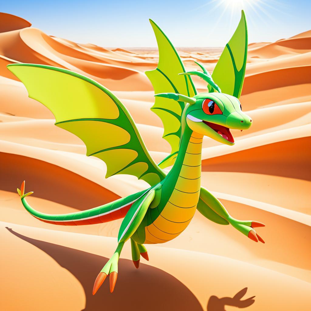 Playful Flygon in a Sunny Desert Scene