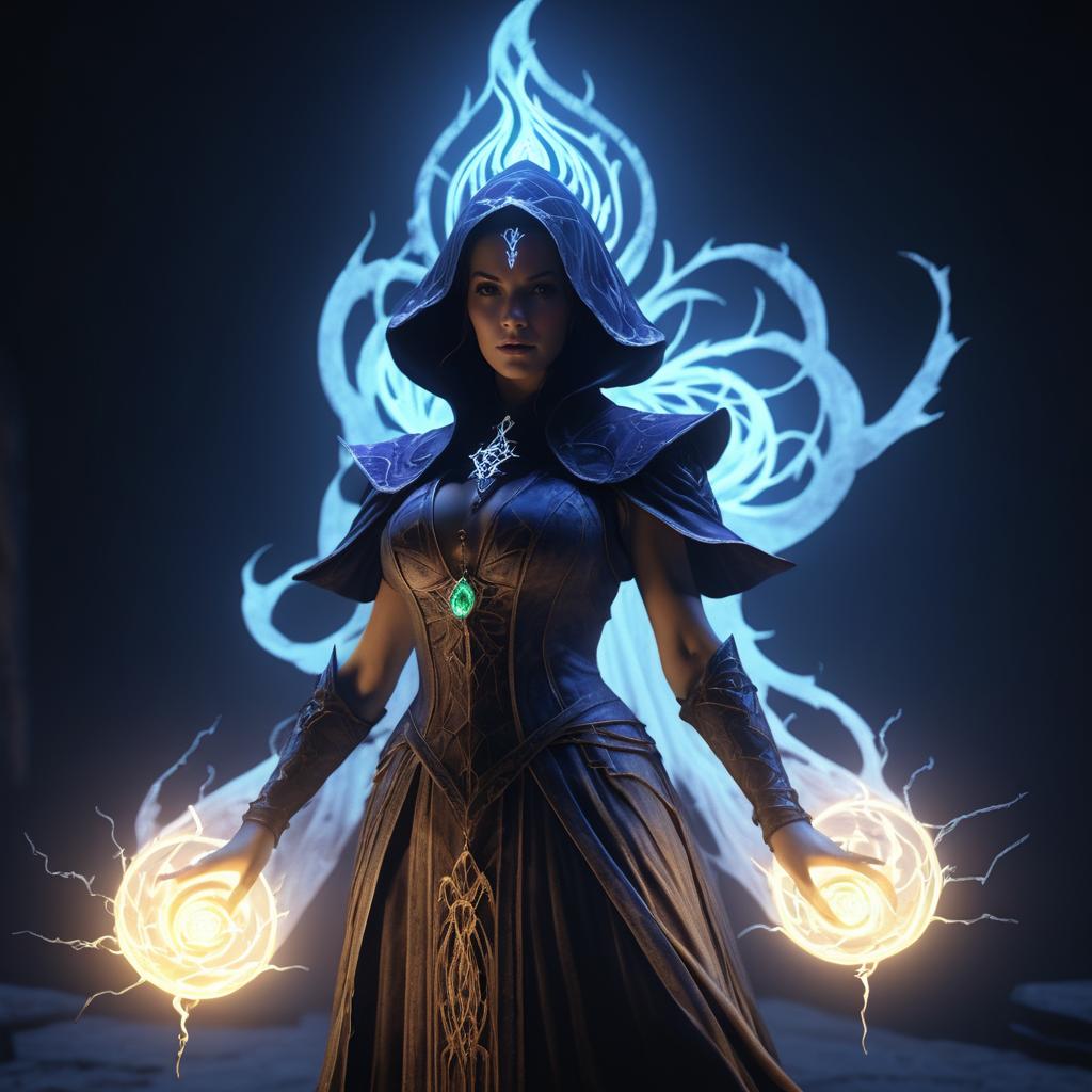 Cinematic Sorceress with Necrotic Energy