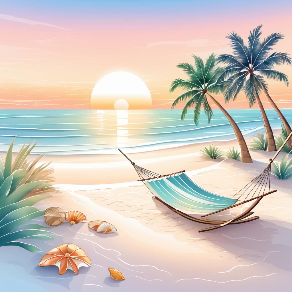 Tranquil Beach Dawn Illustration