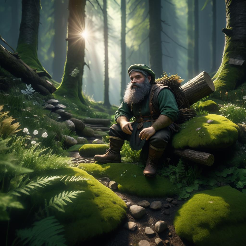 Hyperrealistic Dwarf in Dark Glen