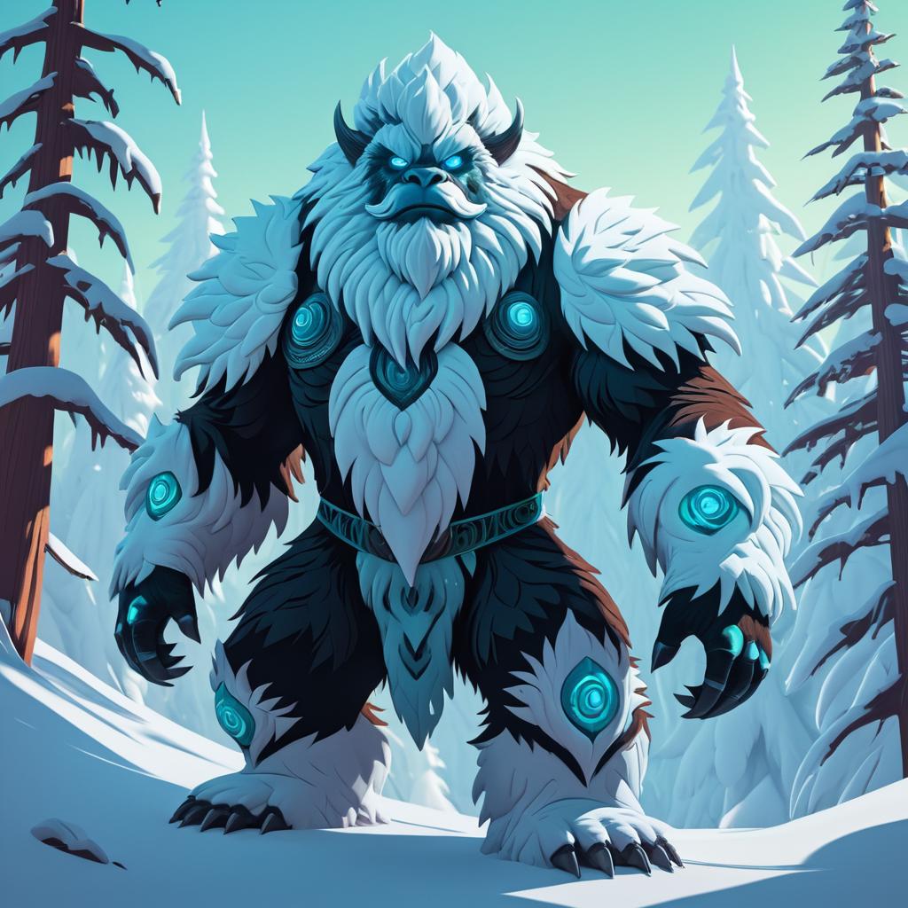 Elegant Retro Portrait of Humanoid Yeti