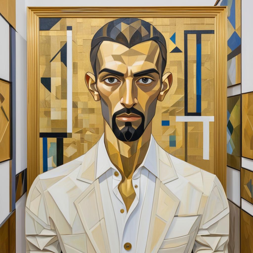 Cubist Art Featuring a Skinny Man