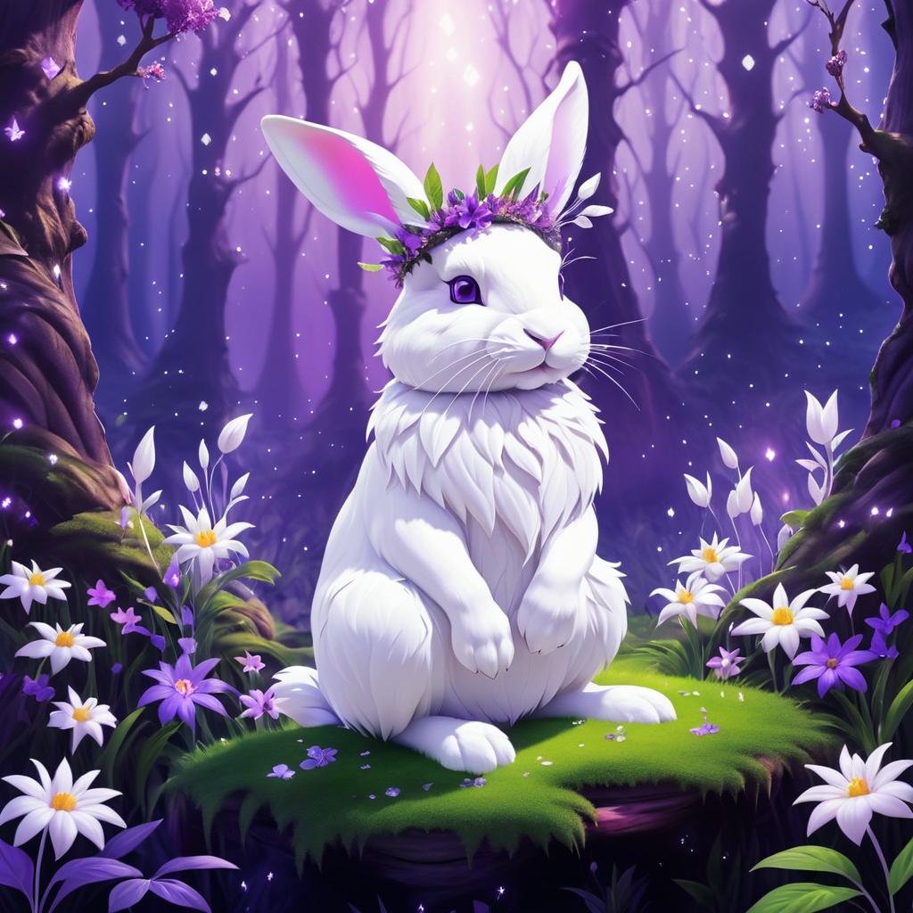 White Rabbit in a Magical Forest