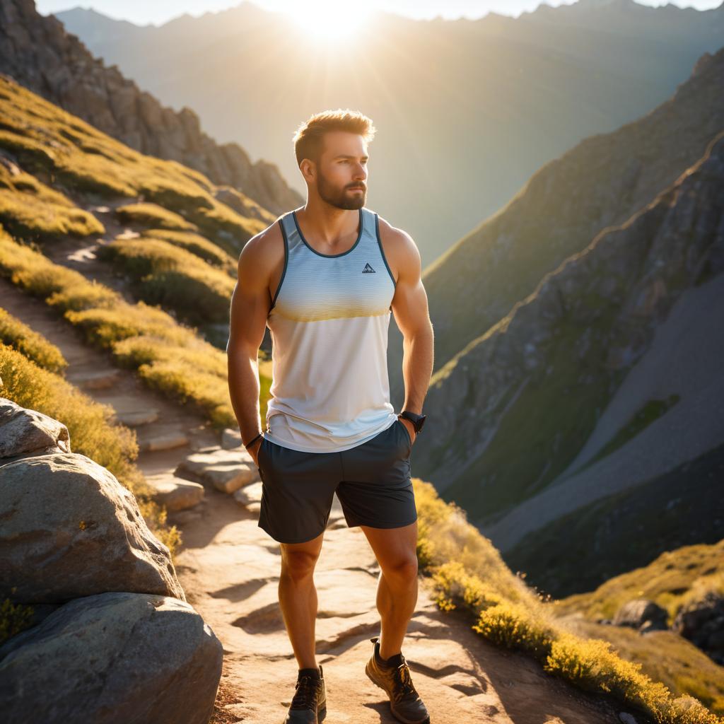 Athletic Explorer on Rugged Mountain Trail